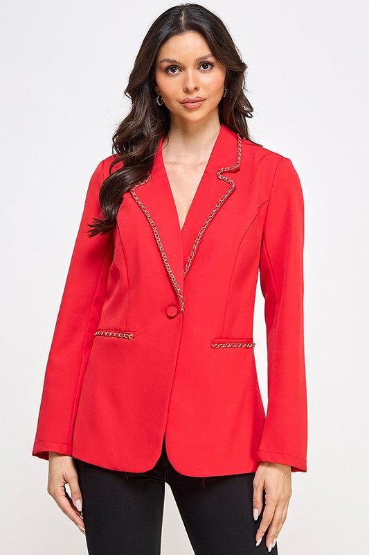 Red Chain Detail Blazer