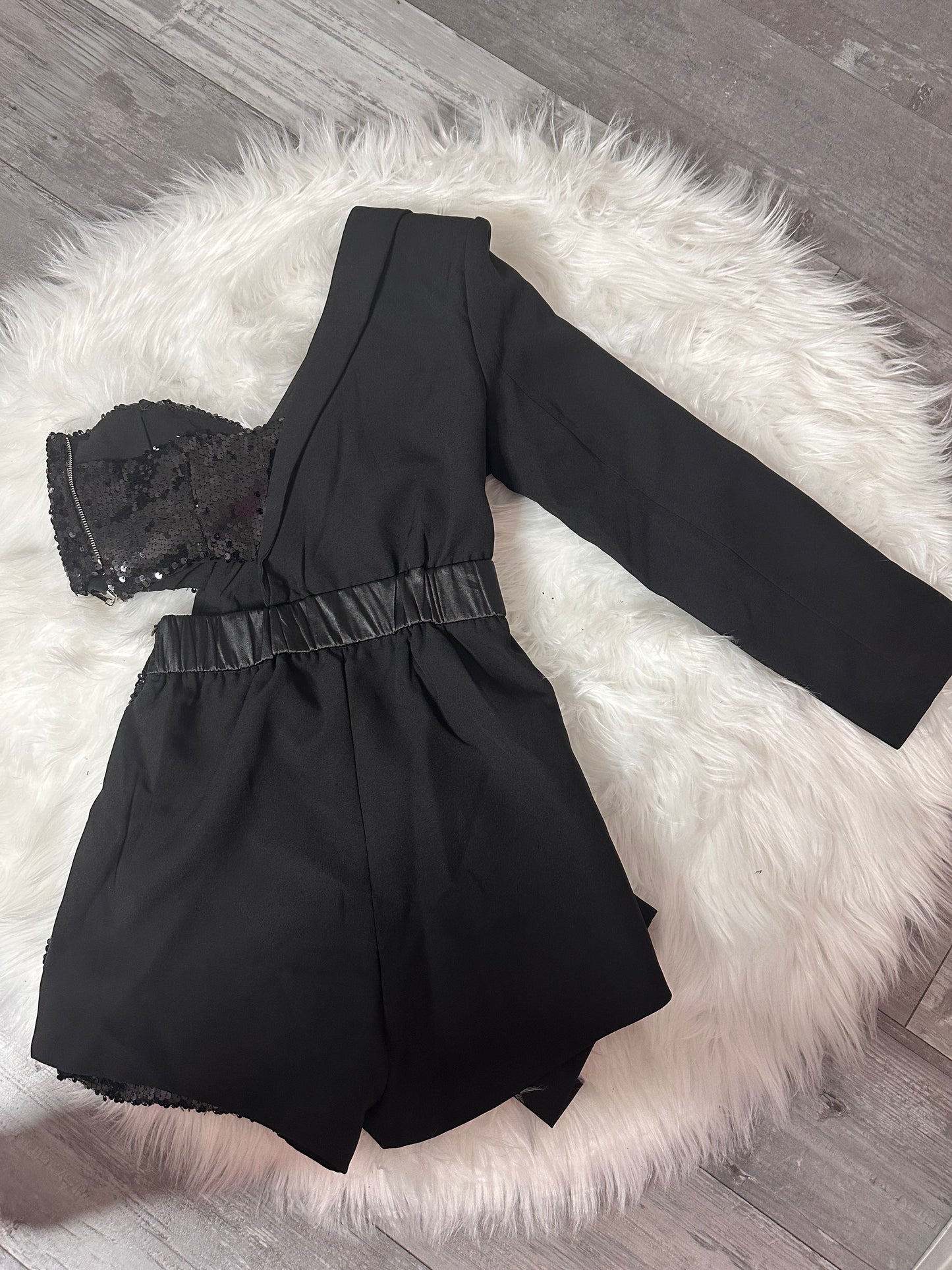 Sequin Party Tuxedo Romper