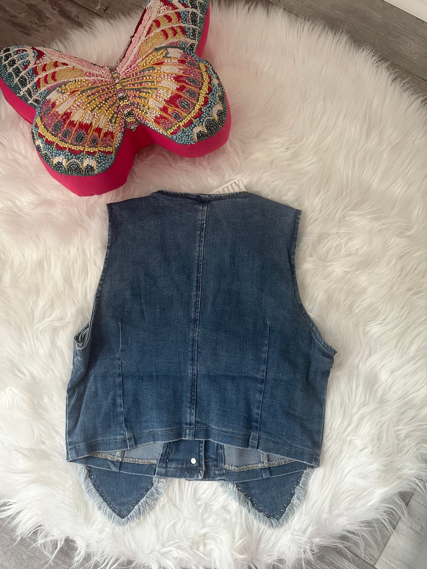 Denim Heart Rhinestone Vest